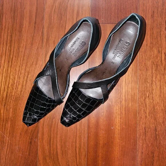 CYDWOQ Vintage Handmade Leather Kitten Heel Pumps – Brown Metallic | US 10/EU 41 - Picture 5 of 12